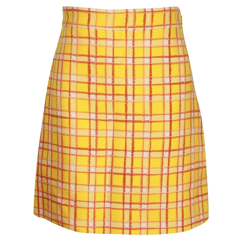 Authentic Gucci wool Yellow and Orange Plaid Mini skirt